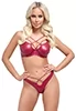 Soutien gorge et string en faux cuir mat rouge