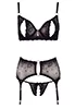 Lingerie ouverte ensemble jarretelles 3p