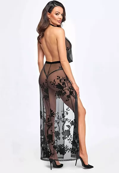 Robe longue transparente dos nu Divinity