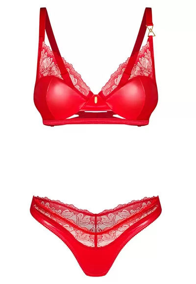 Soutien gorge et string rouge satiné Aliosa