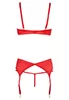 Soutien gorge demi bonnet jarretelles et string rouge