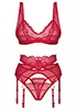 Soutien gorge string porte jarretelles rouge Cupide Desir