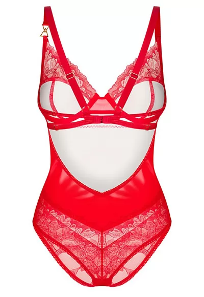 Body sexy rouge satiné Aliosa