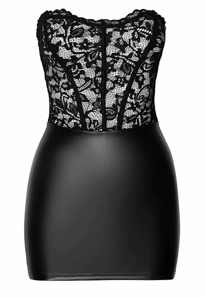 Mini robe wetlook corset en dentelle à lacets Solace