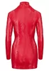 Robe rouge zip manches longues motif serpent