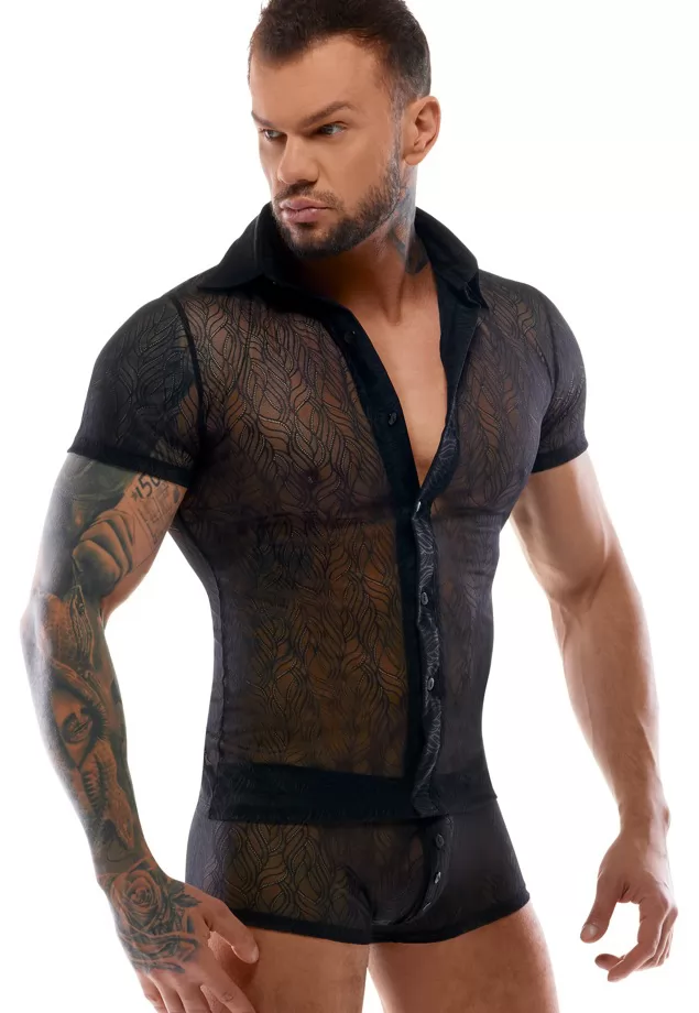 Chemise transparente petites manches homme