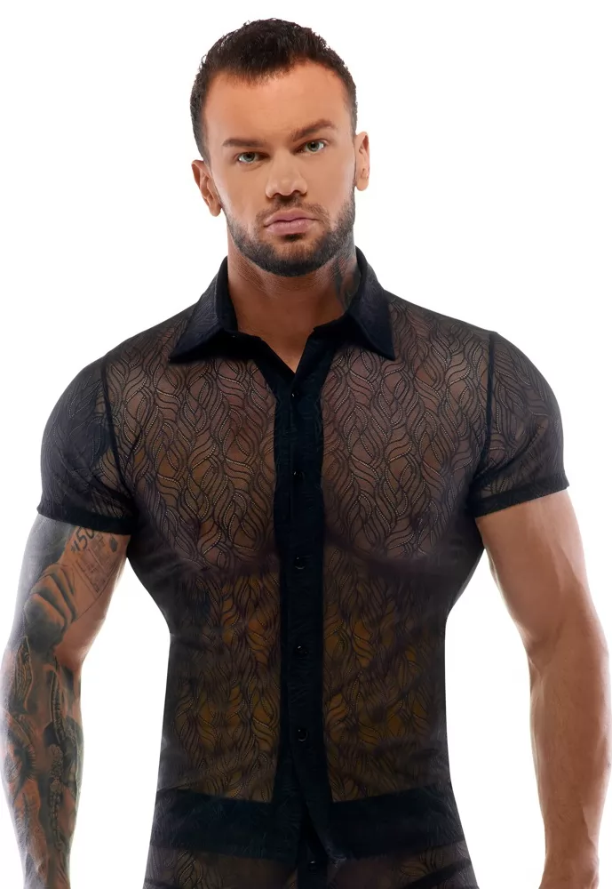 Chemise transparente petites manches homme