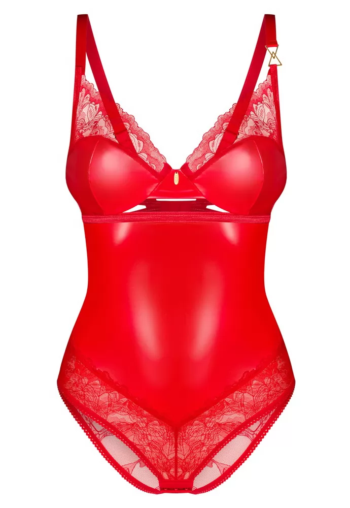 Body sexy rouge satiné Aliosa