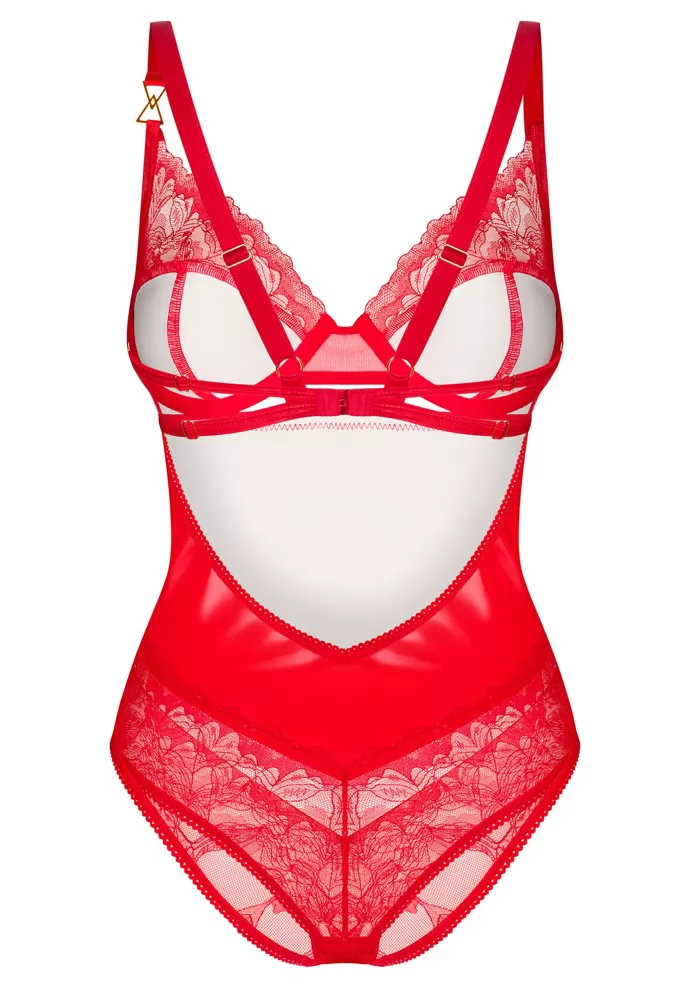 Body sexy rouge satiné Aliosa