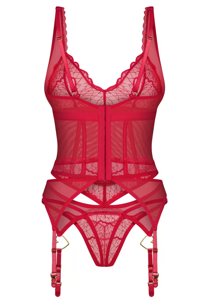 Guêpière rouge dentelle sexy et string